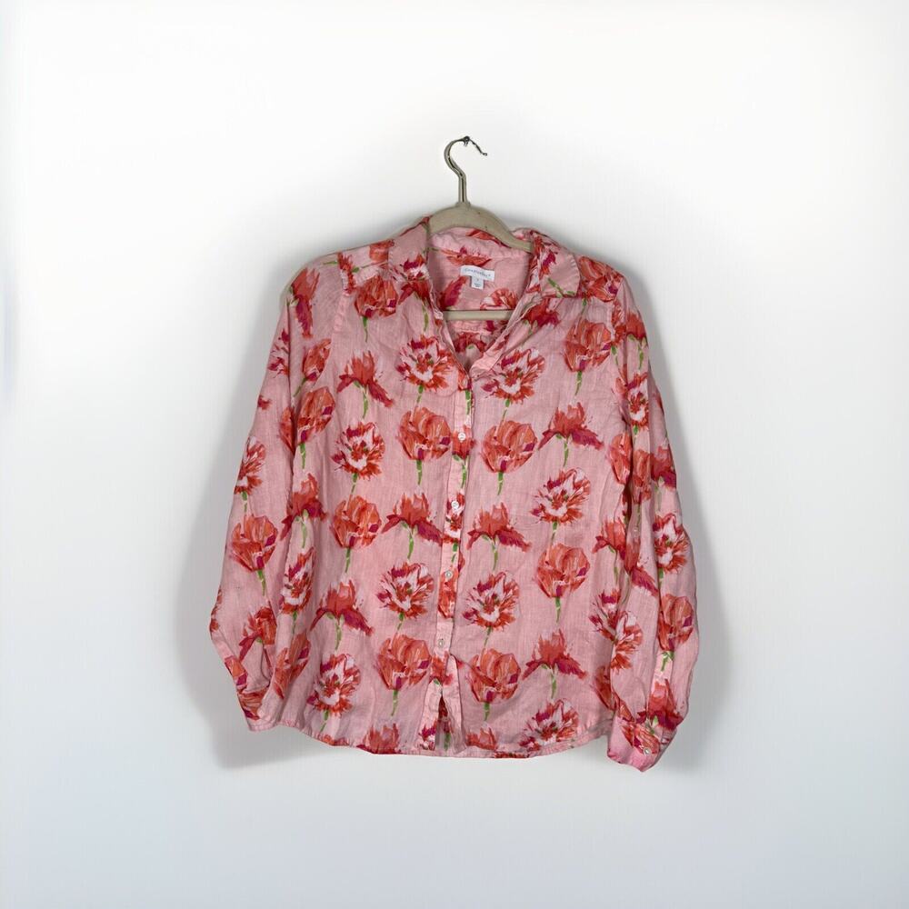 Charter Club 100% Linen Sz S Pink For Beach Blouse Shirt Top